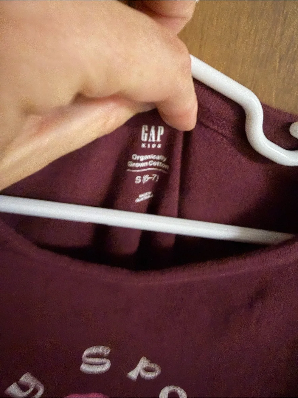 Girls GAP Long Sleeve Shirt Burgundy with Pink Rose